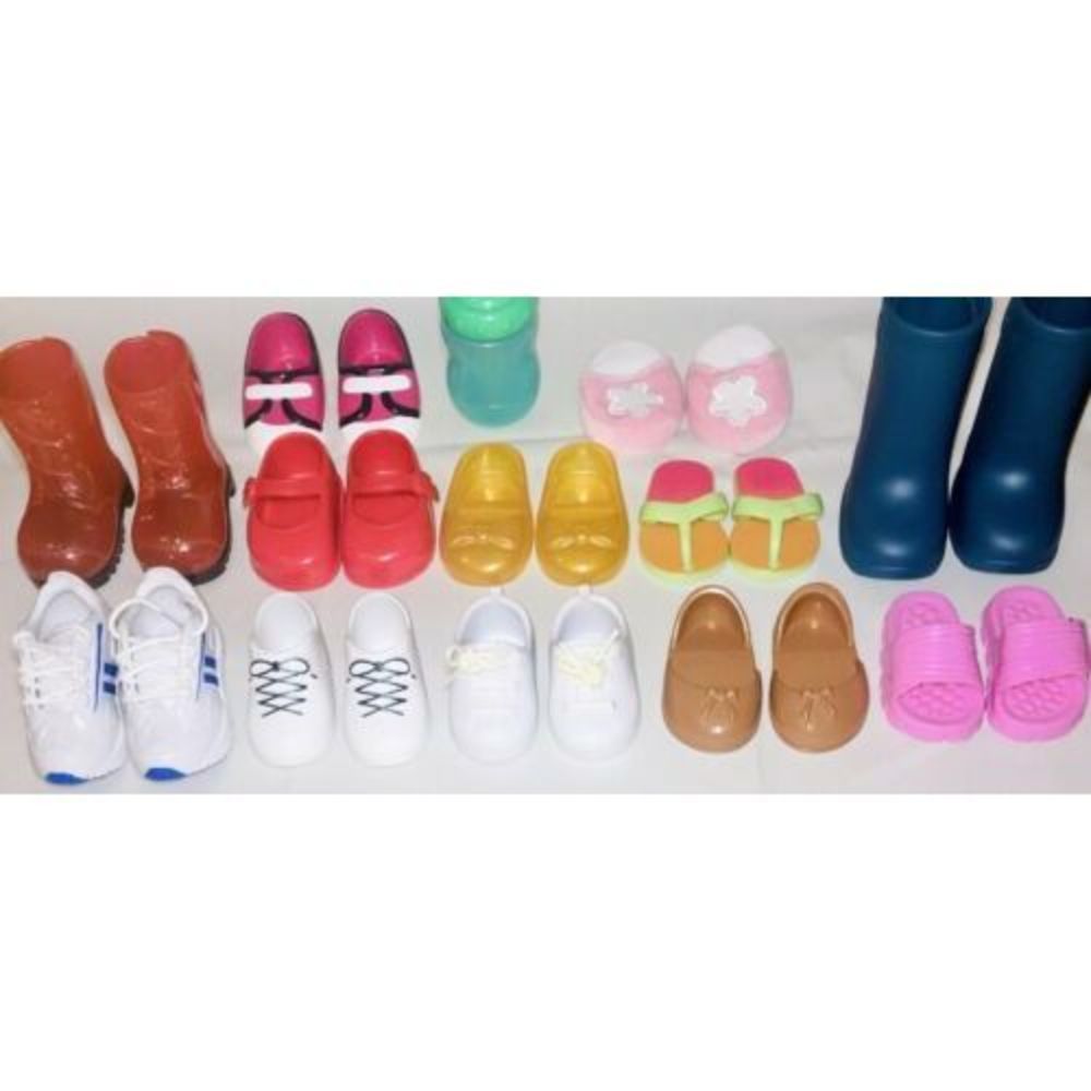 Lot of 12 Pairs Shoes 18 Inch Doll American Girl My Life Our Generation + Bottle